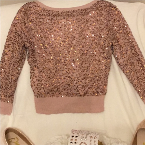 NWT American Eagle Copper Pink Sequin Cardigan - Picture 5 of 5